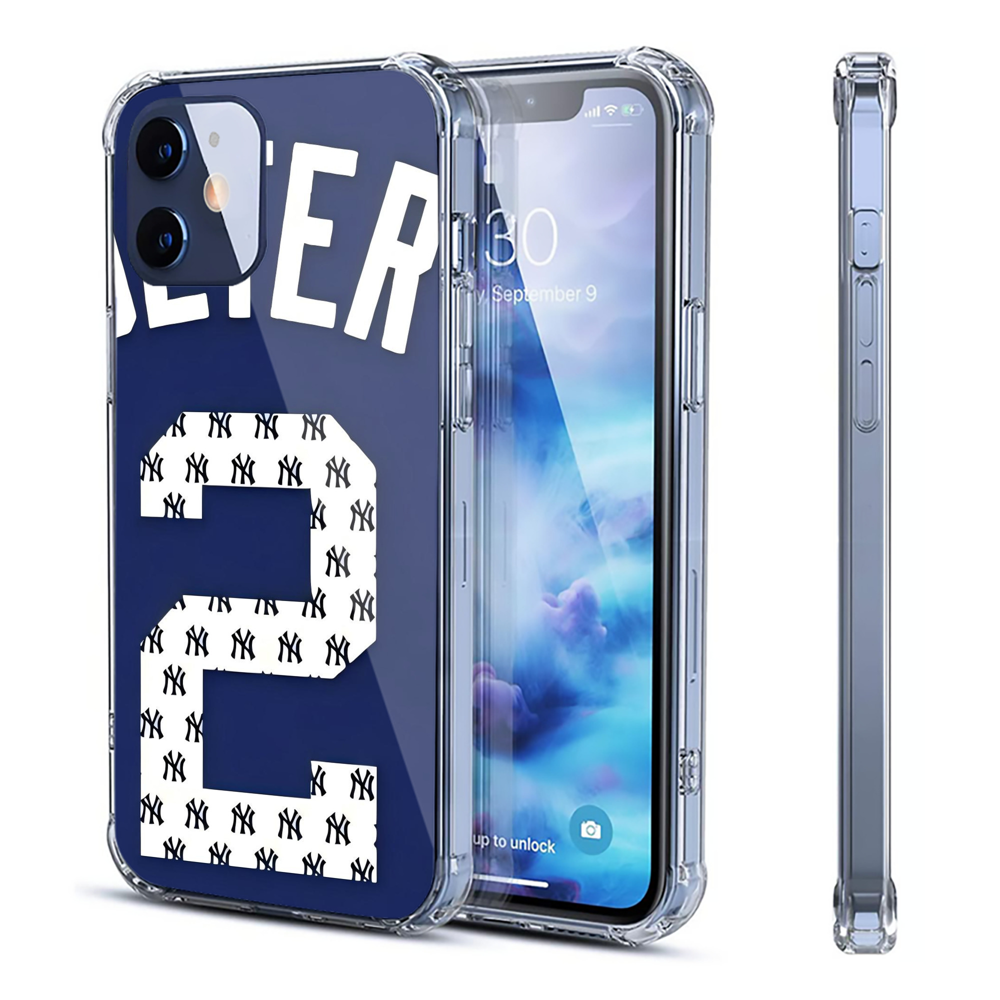 Derek Jeter 50 Clear IPhone 12 Case – Soft TPU With UV Print – Enhanced Drop Protection, Precise Fit, Anti-Fingerprint, Customizable Design, Scratch-Resistant, Yellow-Resistant